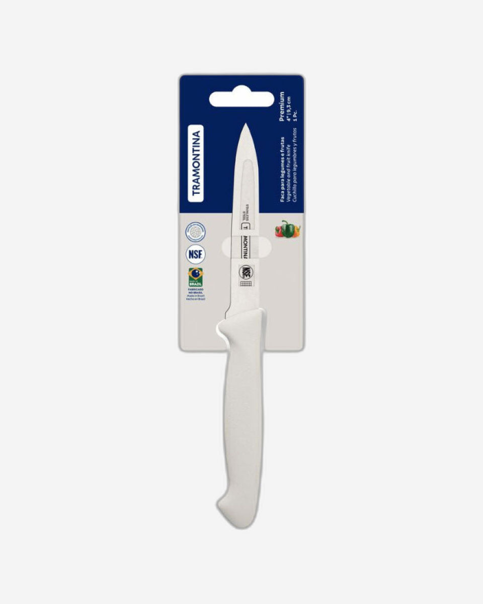 Tramontina Premium 4" Vegetable and Fruit knife with Stainless Steel Blade and White Polypropylene Handle