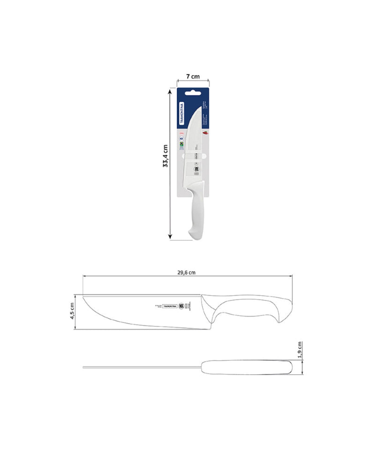 Tramontina Premium 7" kitchen knife Stainless Steel Blade with White Polypropylene Handle