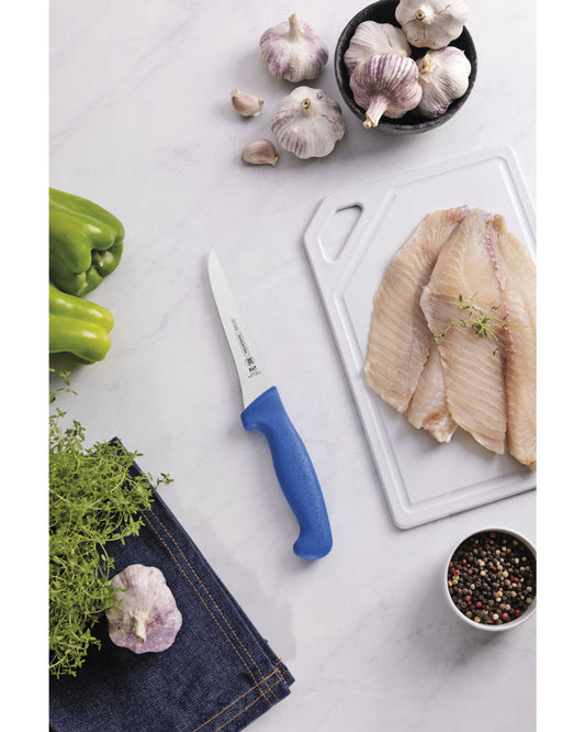 Tramontina Professional Boning Knife with Stainless Steel Blade and Blue Polypropylene Handle 5"