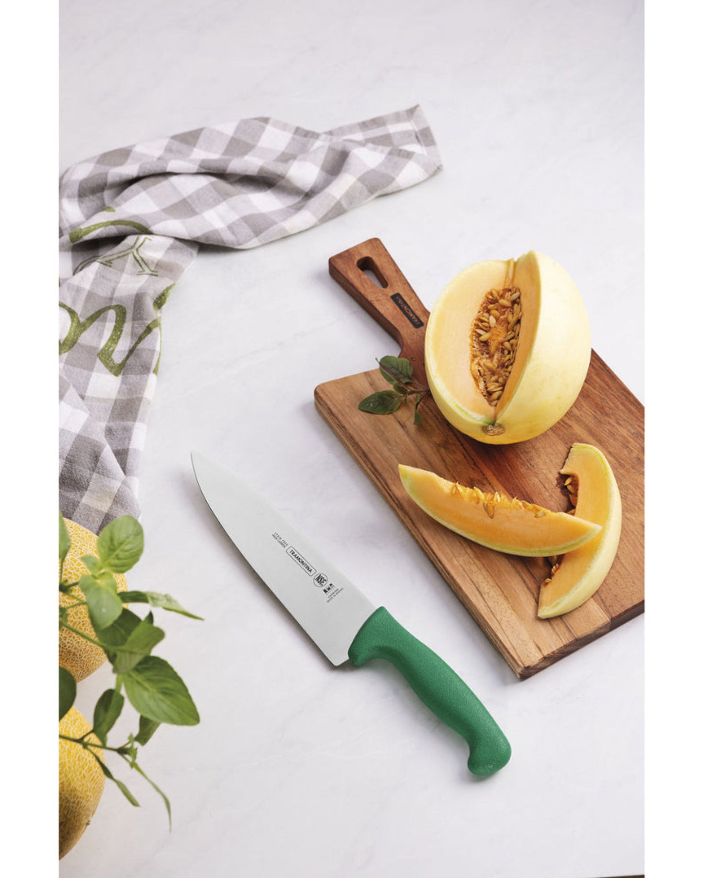 Tramontina Professional Meat Knife with Stainless-Steel Blade and Green Polypropylene Handle 8"