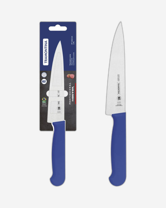 Tramontina Professional Meat Knife with Stainless-Steel Blade and Blue Polypropylene Handle with Antimicrobial Protection 6"
