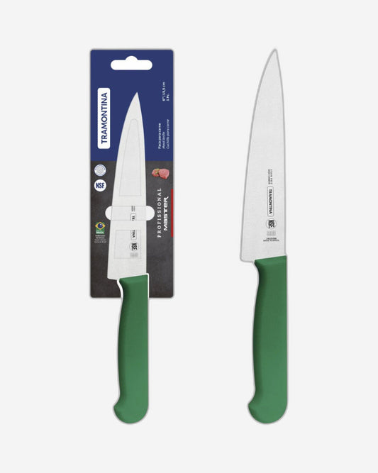 Tramontina Professional Meat Knife with Stainless-Steel Blade and Green Polypropylene Handle with Antimicrobial Protection 6"
