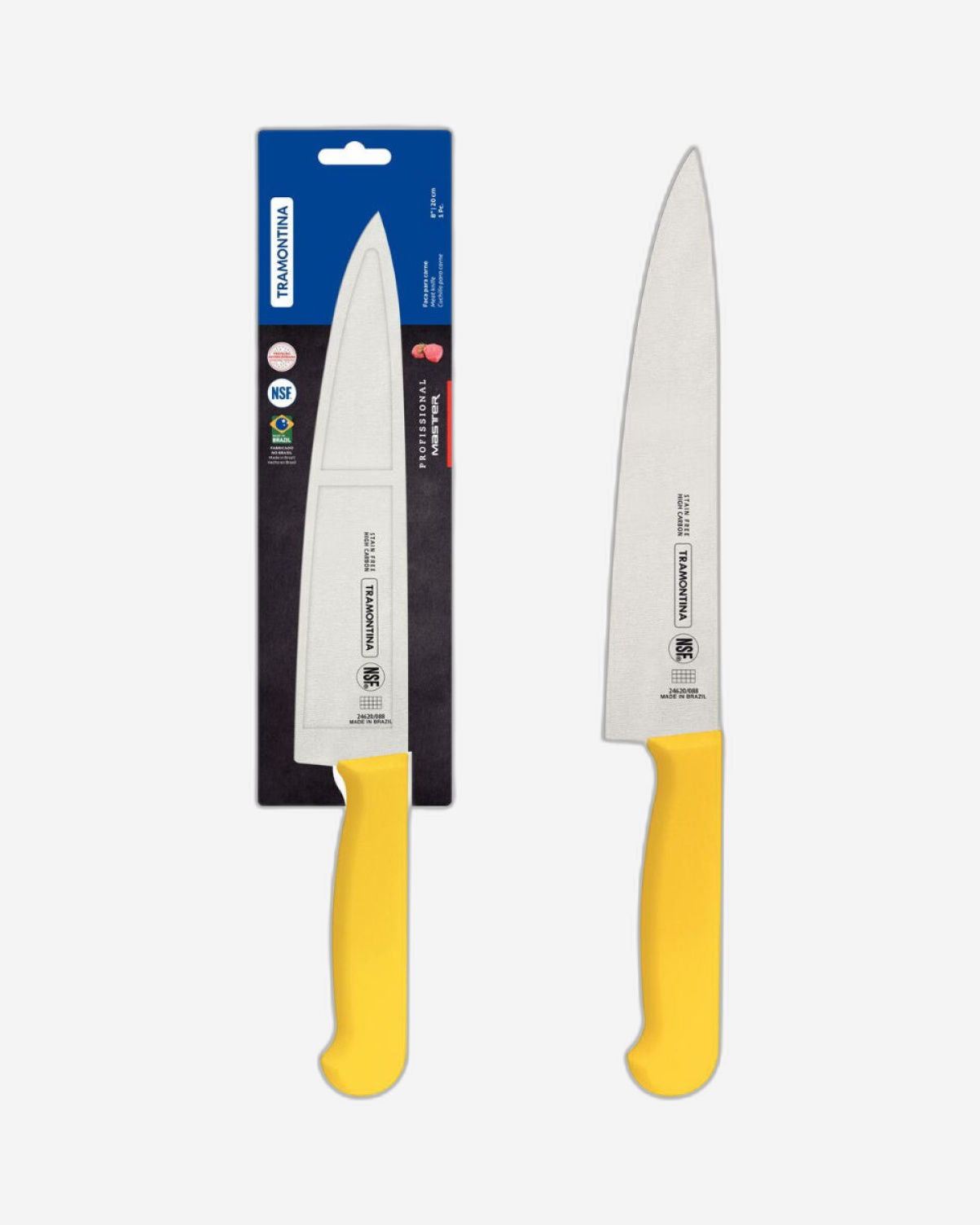 Tramontina Professional Meat Knife with Stainless-Steel Blade and Yellow Polypropylene Handle with Antimicrobial Protection 8"