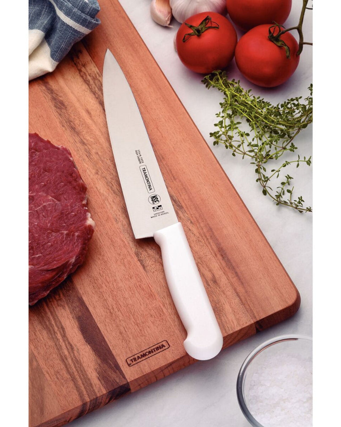 Tramontina Professional Meat Knife with Stainless-Steel Blade and White Polypropylene Handle with Antimicrobial Protection 10"