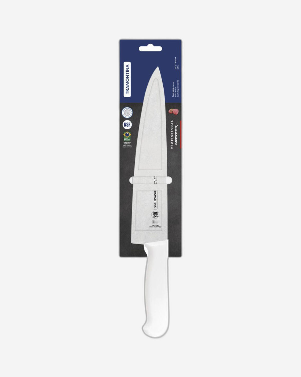Tramontina Professional Meat Knife with Stainless-Steel Blade and White Polypropylene Handle with Antimicrobial Protection 10"