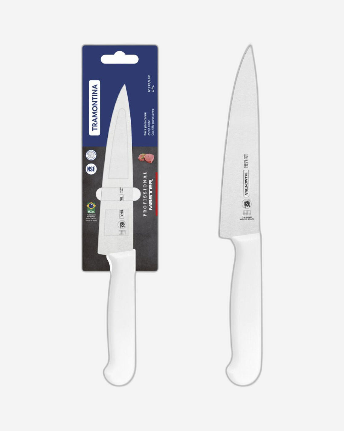 Tramontina Professional Meat Knife with Stainless-Steel Blade and White Polypropylene Handle with Antimicrobial Protection 6"