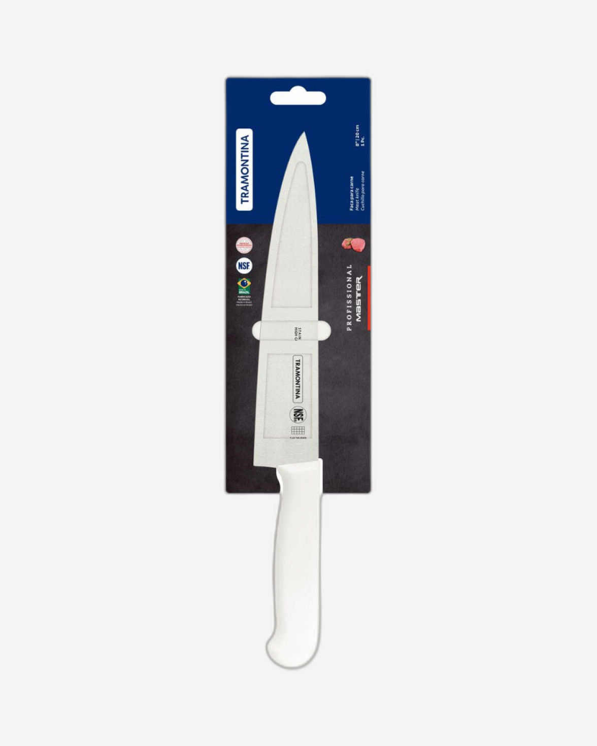 Tramontina Professional Meat Knife with Stainless-Steel Blade and White Polypropylene Handle with Antimicrobial Protection 8"