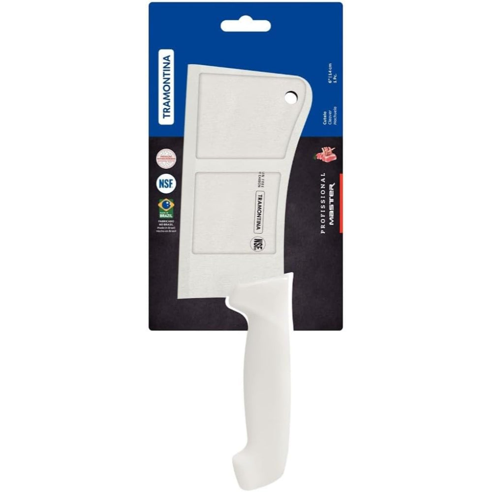Tramontina Brazil  Professional Master 6 Inches Cleaver Knife with Stainless Steel Blade and Blue Polypropylene Handle with Antimicrobial Protection