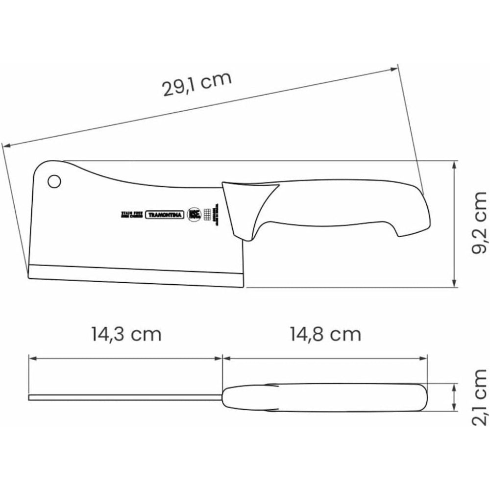 Tramontina Brazil  Professional Master 6 Inches Cleaver Knife with Stainless Steel Blade and Blue Polypropylene Handle with Antimicrobial Protection