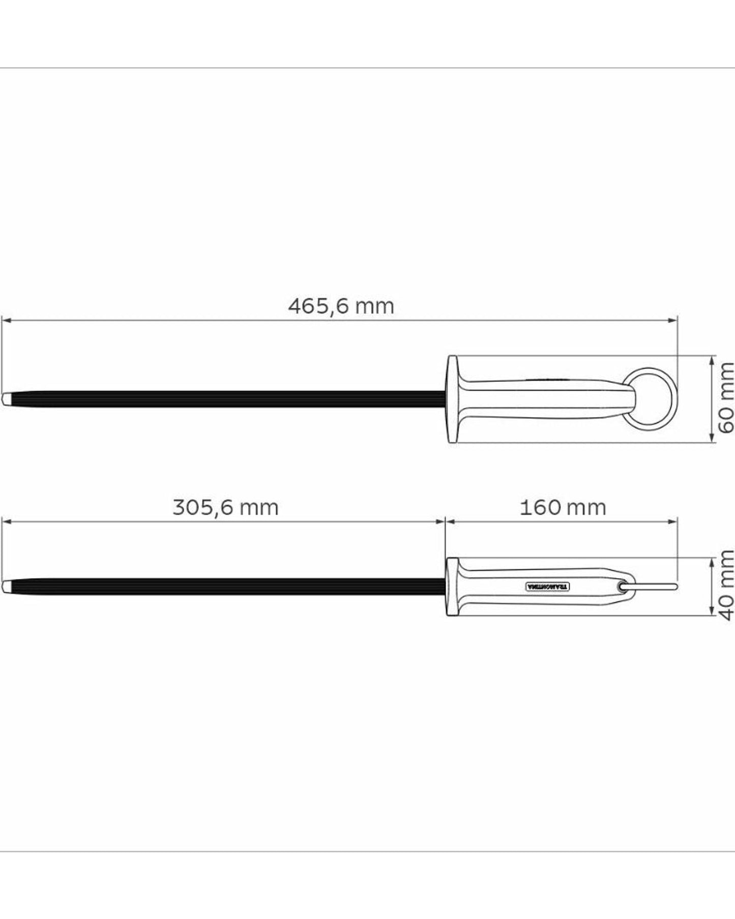 Tramontina Professional 12" Grooved Sharpener with Carbon Steel Rod and Red Polypropylene Handle