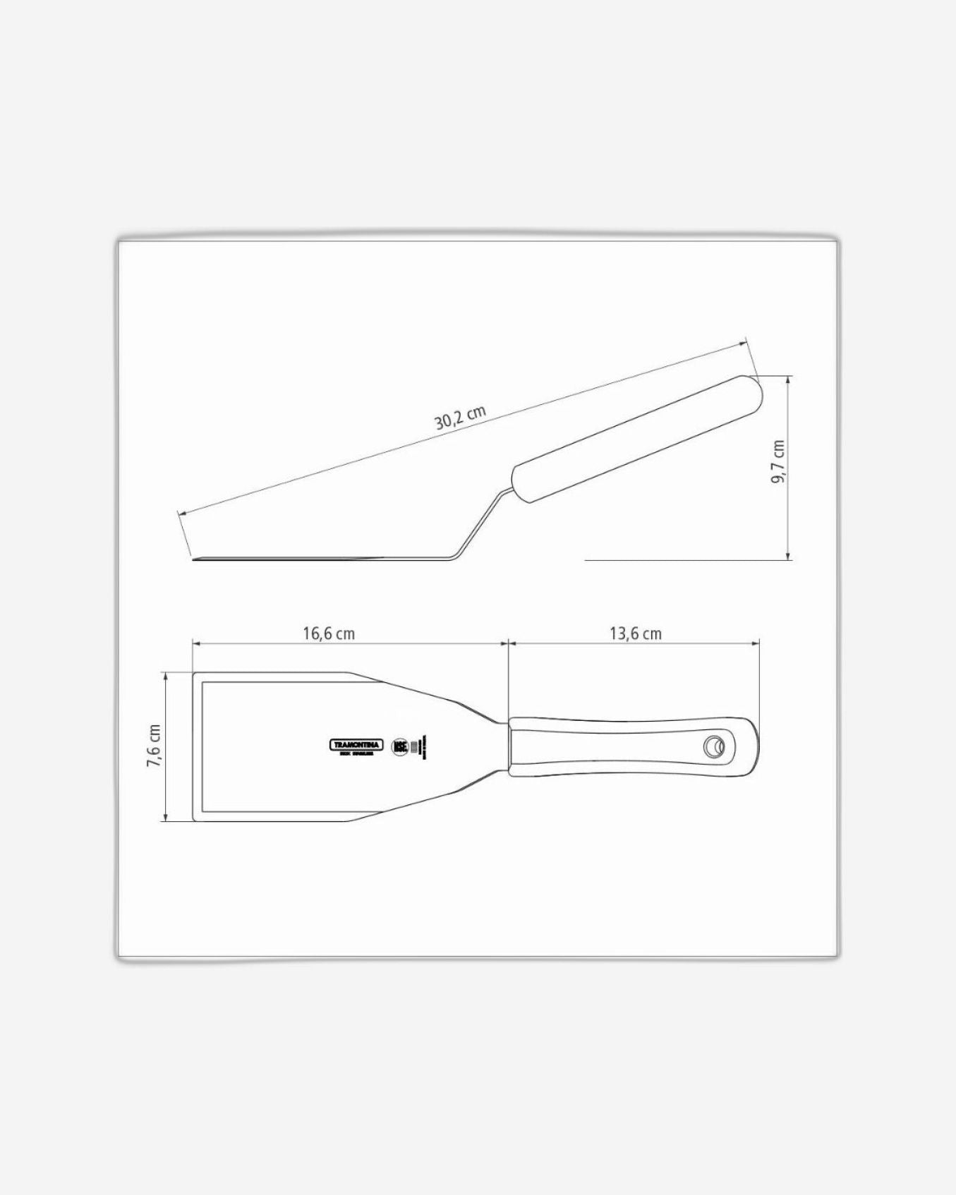 Tramontina Professional Hamburger Spatula with Stainless-Steel Blade and White Polypropylene Handle 6x3"