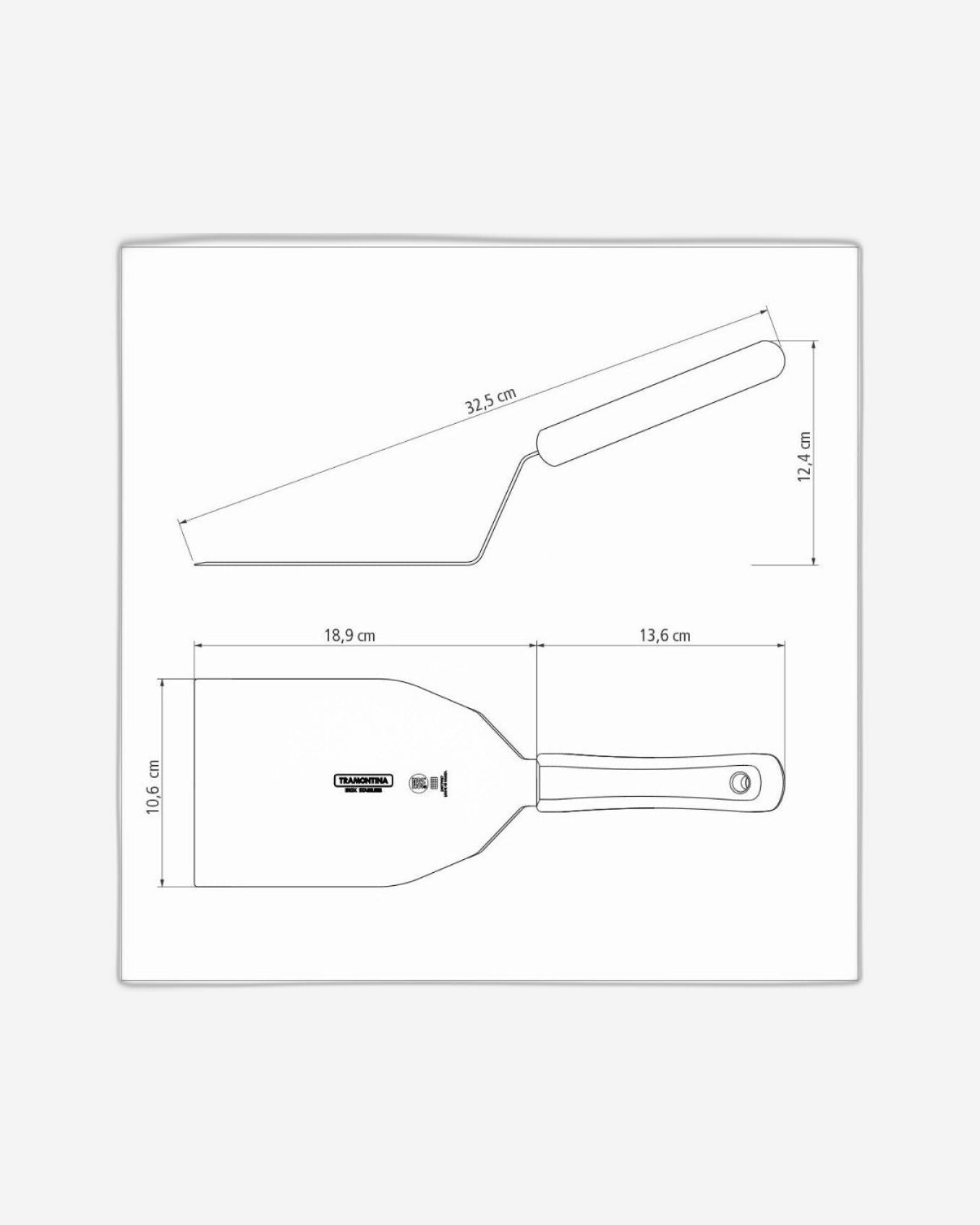 Tramontina Professional Hamburger Spatula with Stainless-Steel Blade and White Polypropylene Handle 7x4.1/4"