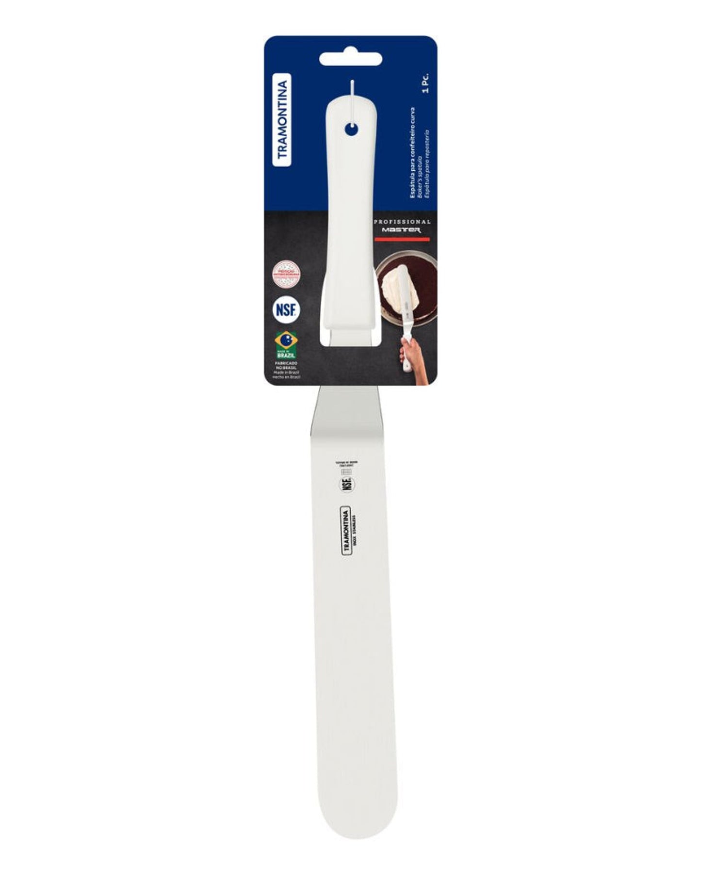 Tramontina Professional Offset Spatula with Stainless-Steel Blade and White Polypropylene Handle 12"