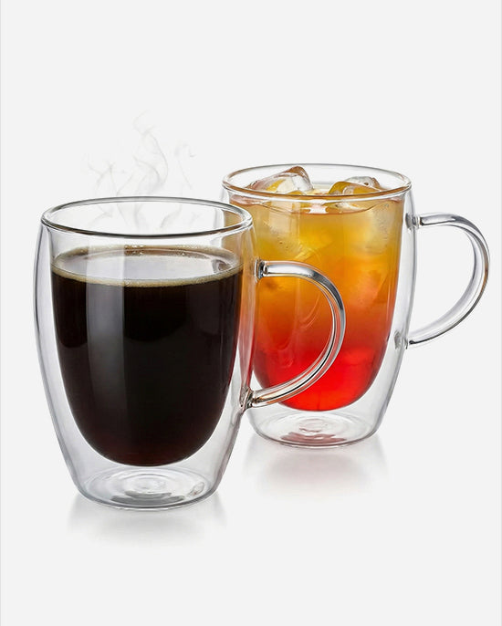 Cuisine Art Borosilicate Double Wall Glass Handle Set 350ml 2Pc