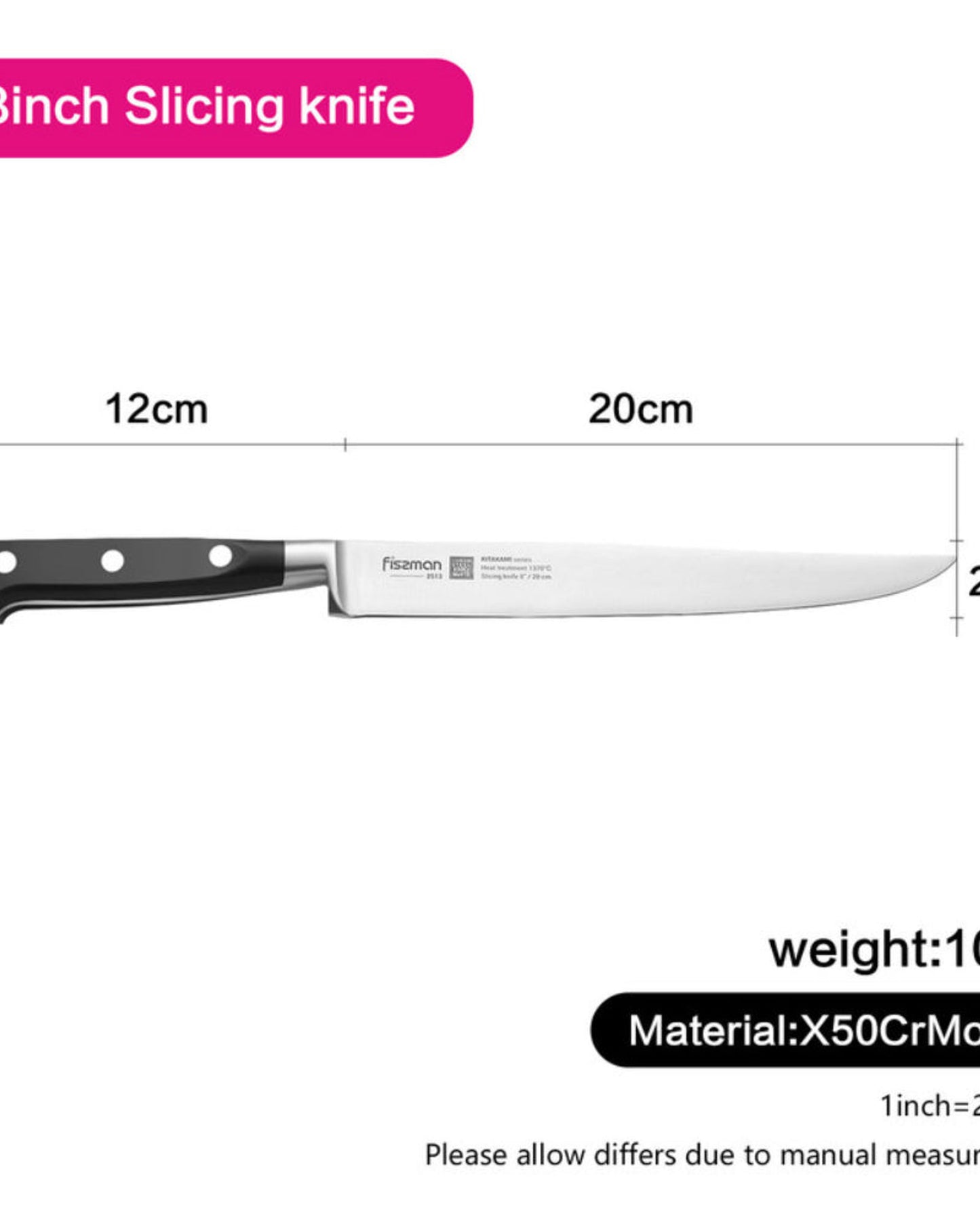 Fissman Slicing Knife Kitakami Black 8Inch