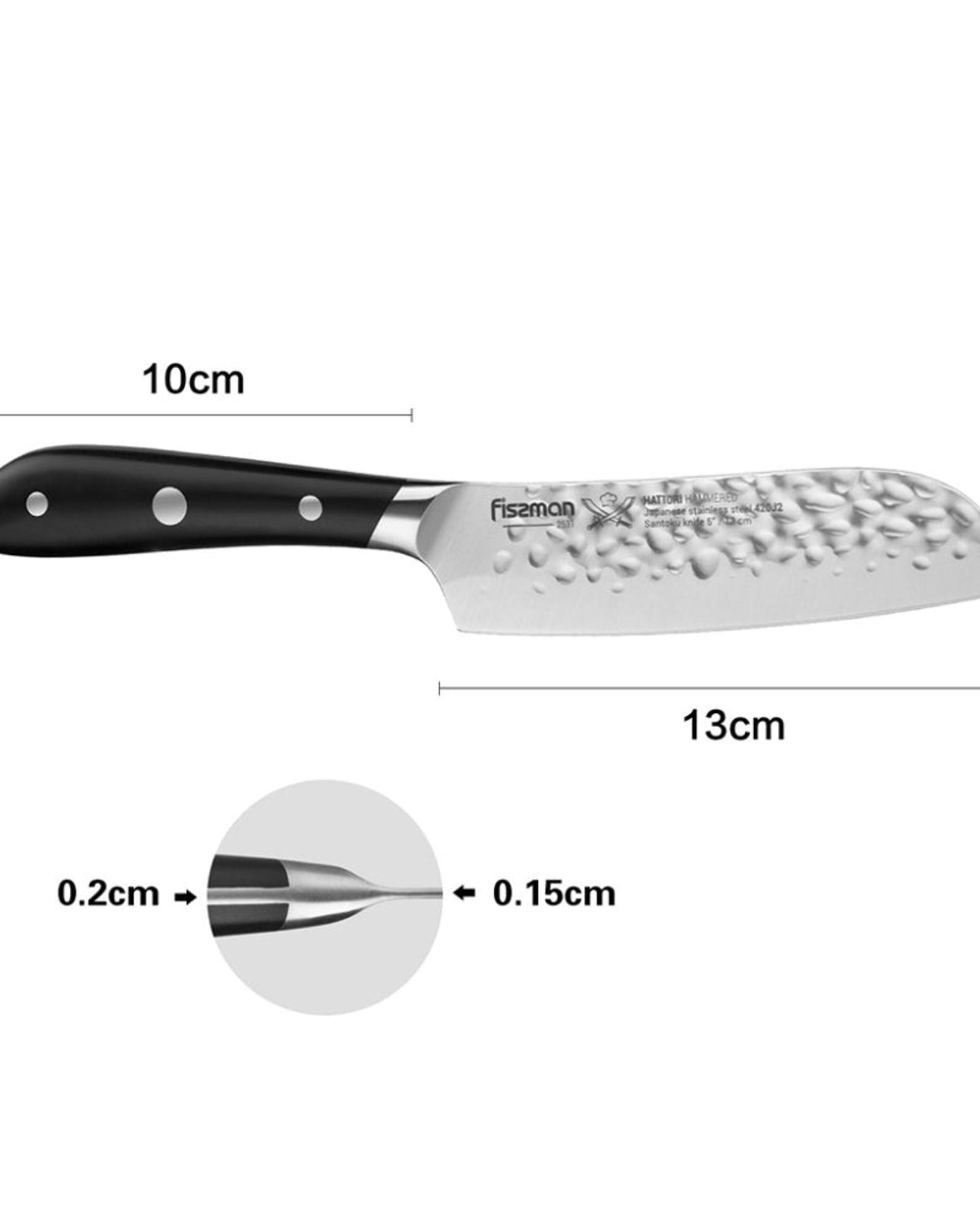 Fissman 5" Santoku Knife Hattori Series Black/Silver