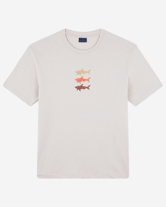 Paul & Shark Printed Shark Cotton Jersey T-Shirt - Beige