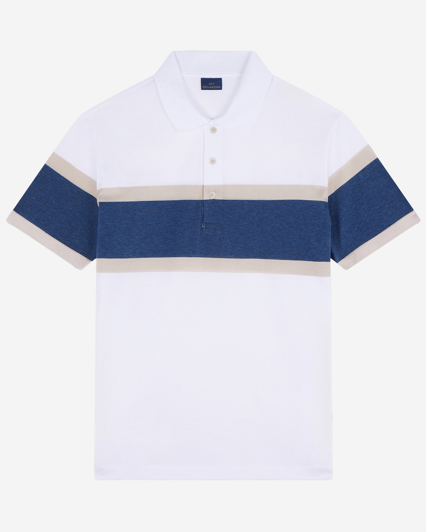 Paul & Shark Cotton Polo Shirt With Buttons - White-Beige-Avio
