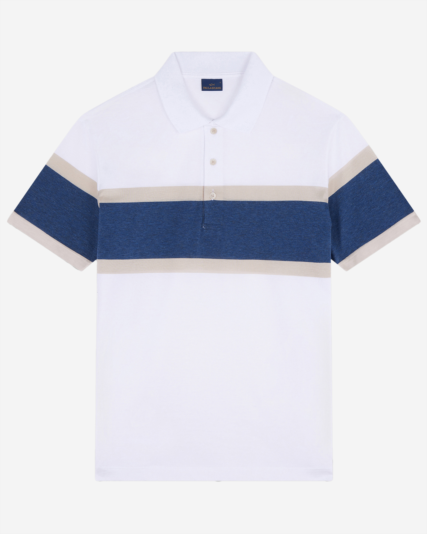 Paul & Shark Cotton Polo Shirt With Buttons - White-Beige-Avio