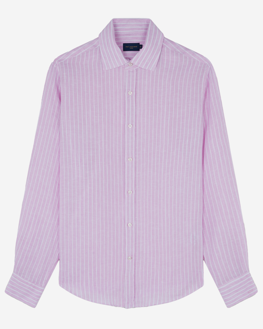 Paul & Shark Linen Shirt - White Stripes On Pink