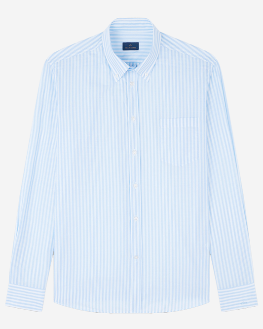 Paul & Shark Cotton Summer Breeze Shirt - Light Blue Stripes On White