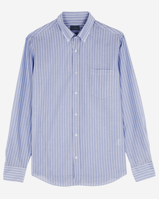 Paul & Shark Cotton Summer Breeze Shirt -  White Stripes On Blue