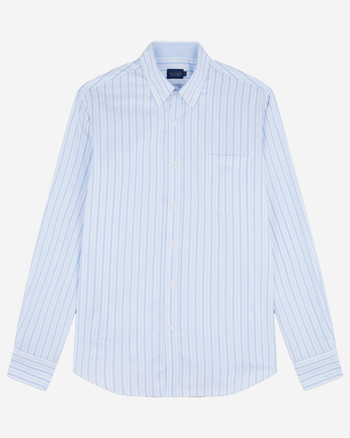 Paul & Shark Cotton Summer Oxford Shirt - Light Blue Stripes On White