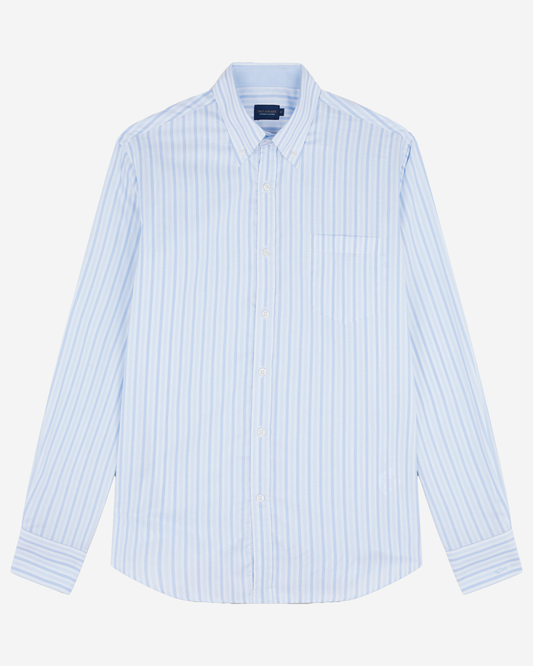 Paul & Shark Cotton Summer Oxford Shirt - Light Blue Stripes On White