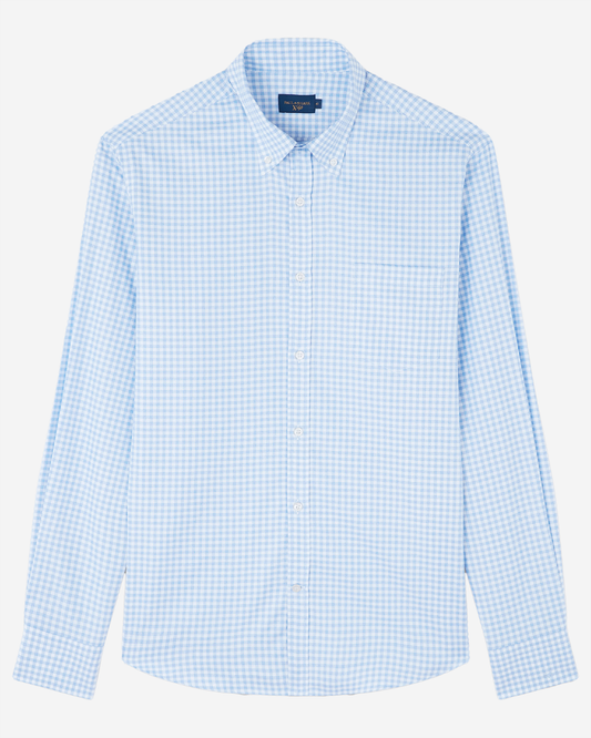 Paul & Shark Xsoft Cotton Shirt - Light Blue Checks On White