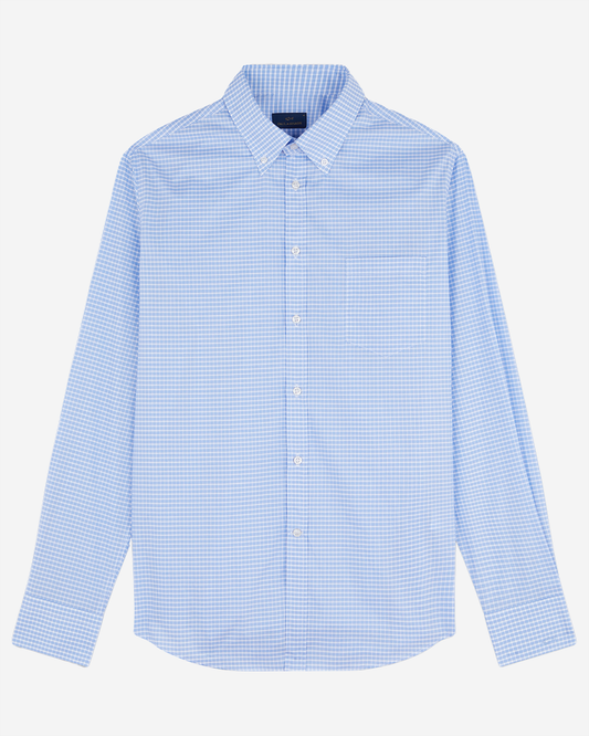 Paul & Shark Cotton Summer Breeze Shirt - Skyblue Checks On White