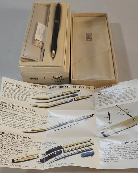 Cross Classic Black Ball Pen with Pen Purse