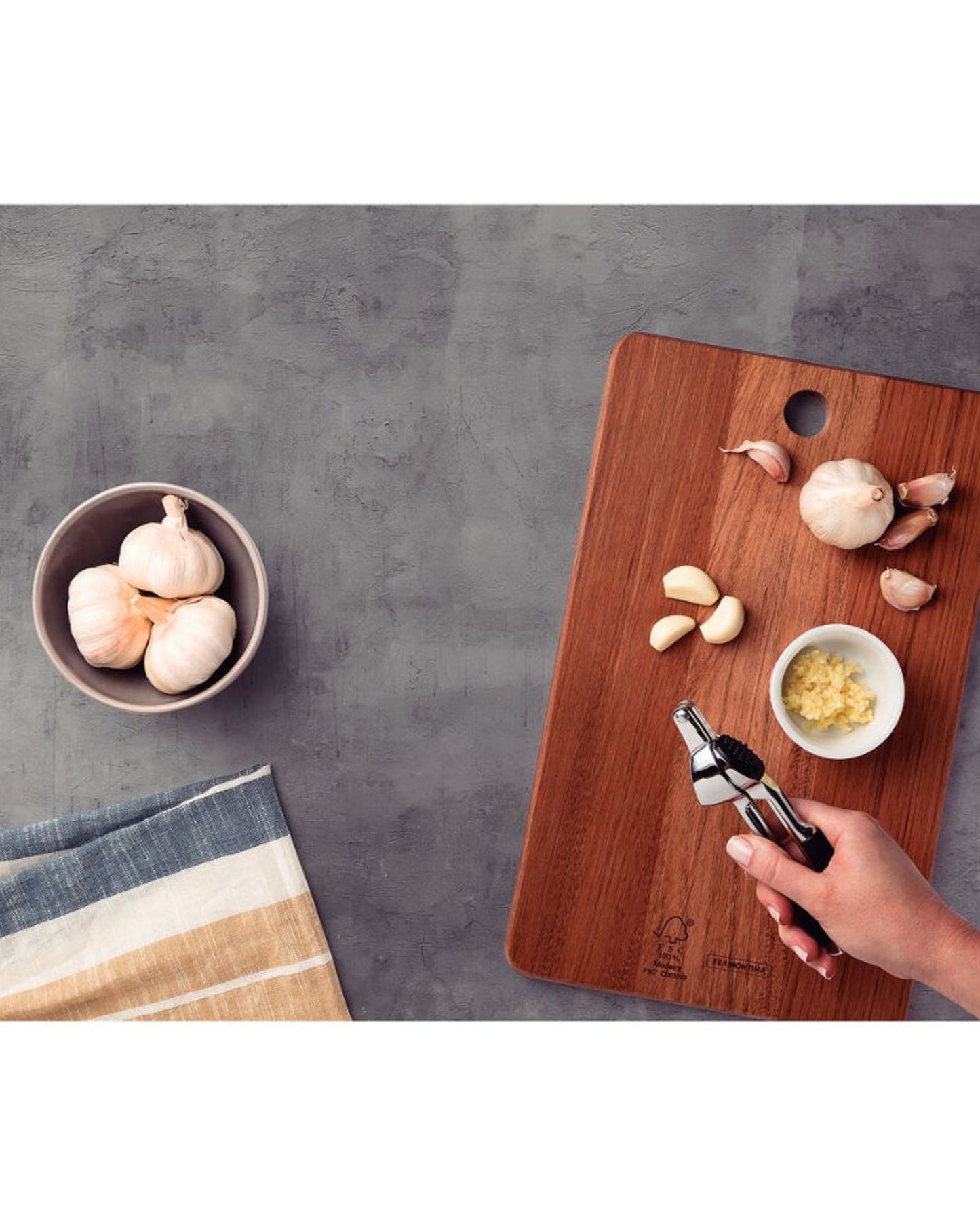 Tramontina Utilitá Chrome-Plated Zamak Garlic Press with Black ABS Handle