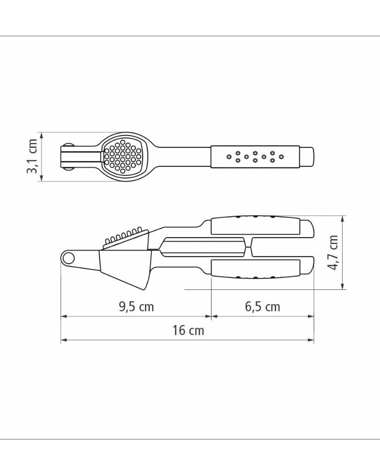 Tramontina Utilitá Chrome-Plated Zamak Garlic Press with Black ABS Handle