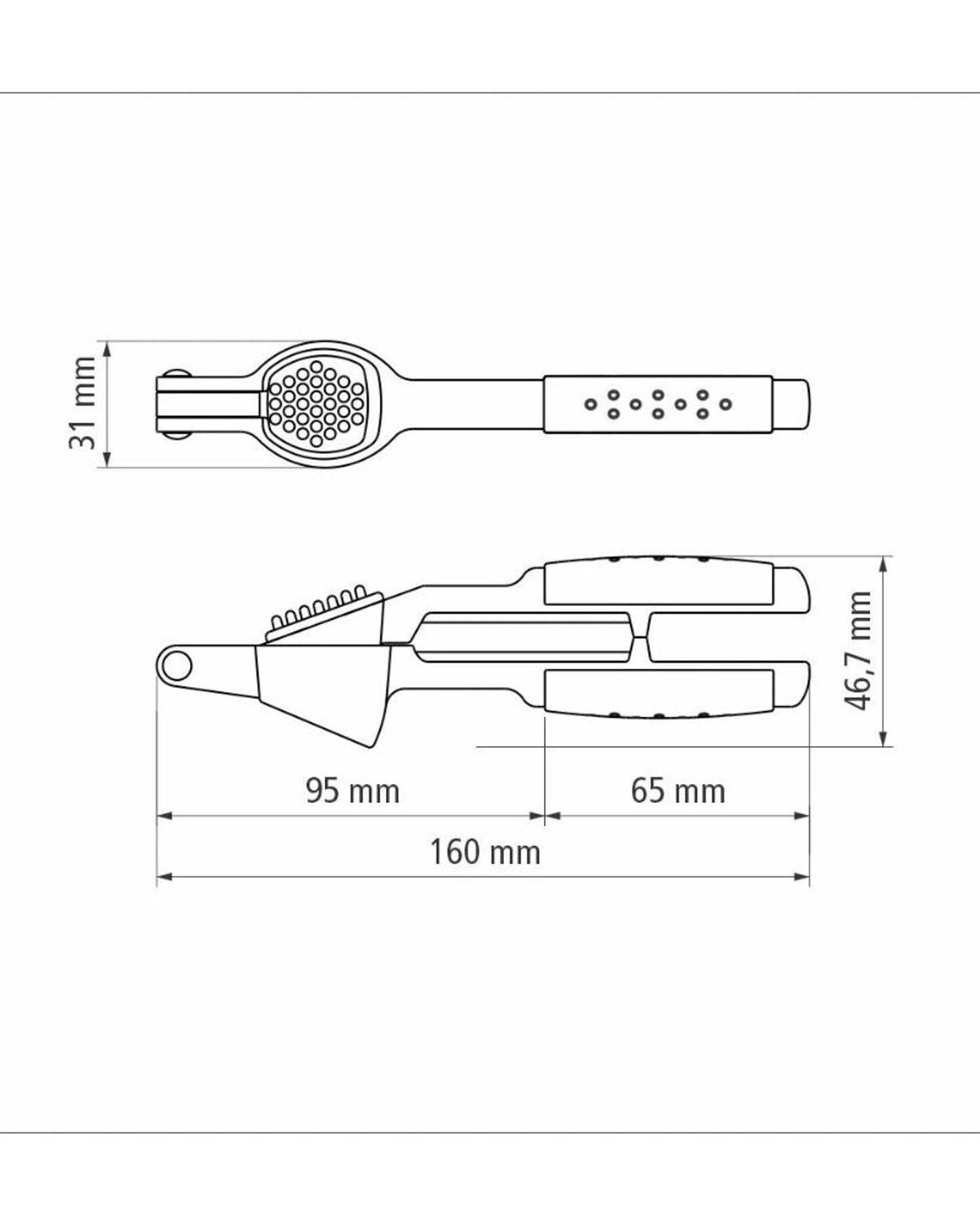 Tramontina Utilitá Chrome-Plated Zamak Garlic Press with Black ABS Handle