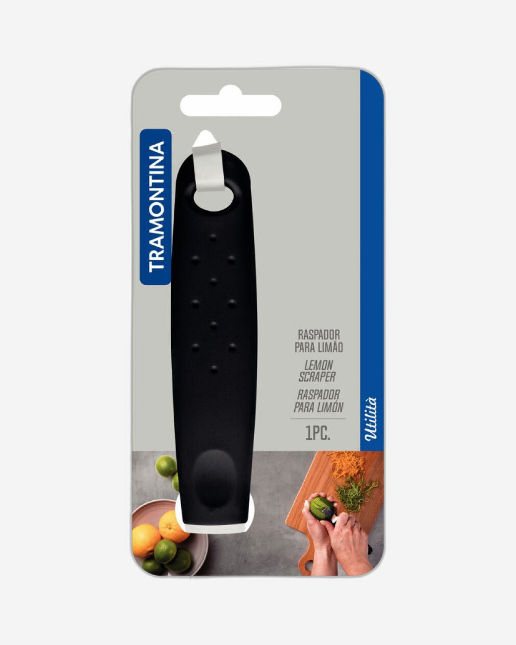 Tramontina Utilitá Stainless-Steel Zester with Black Polypropylene Handle