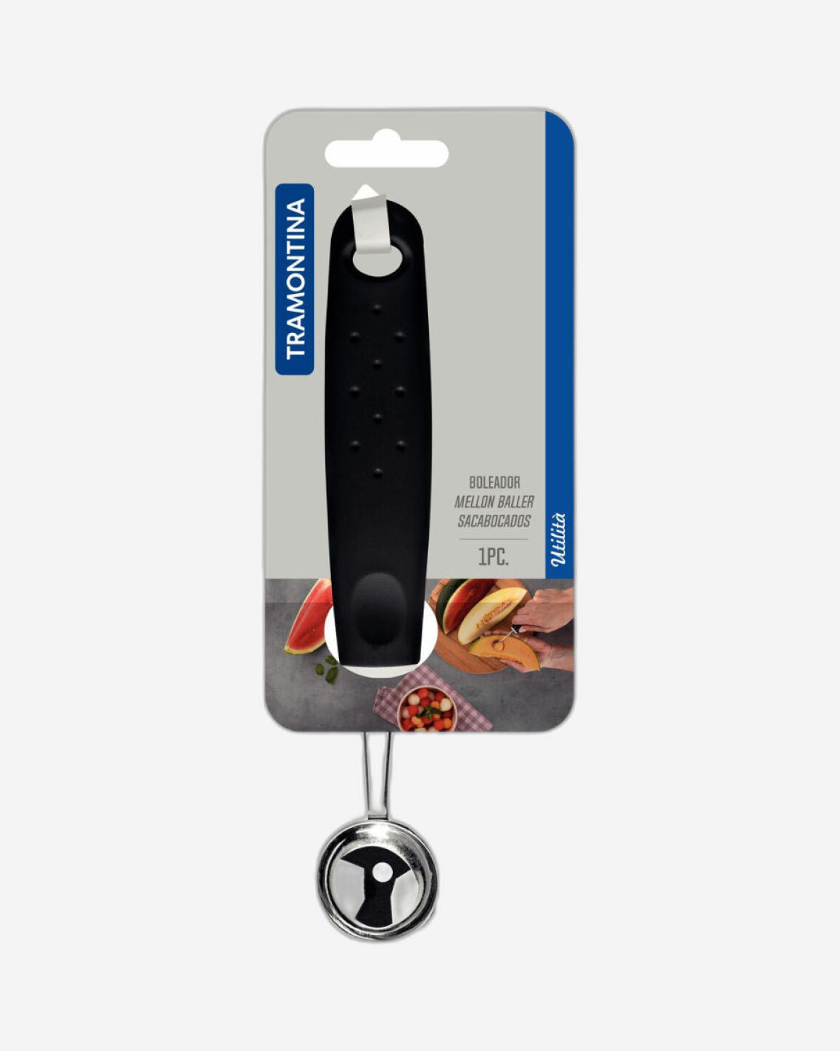 Tramontina Utilitá Stainless-Steel Melon Baller with Black Polypropylene Handle, 2.9 cm