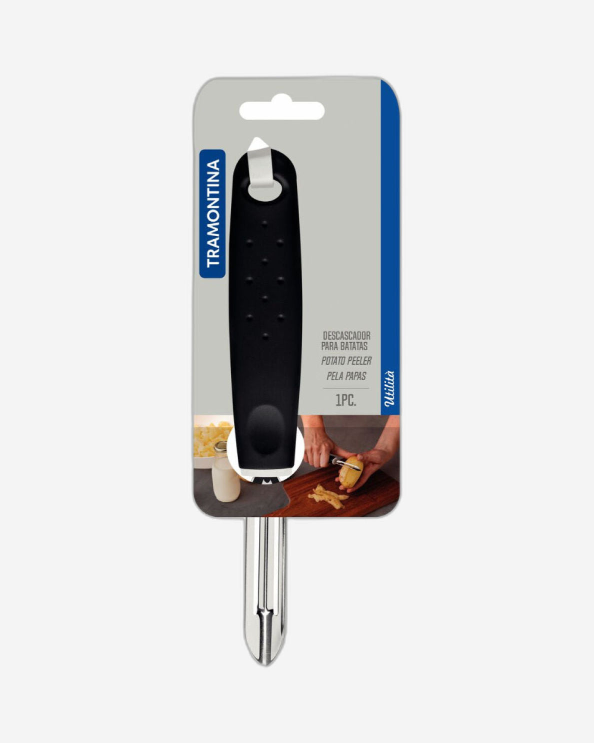 Tramontina Utilitá Stainless-Steel Potato Peeler with Black Polypropylene Handle