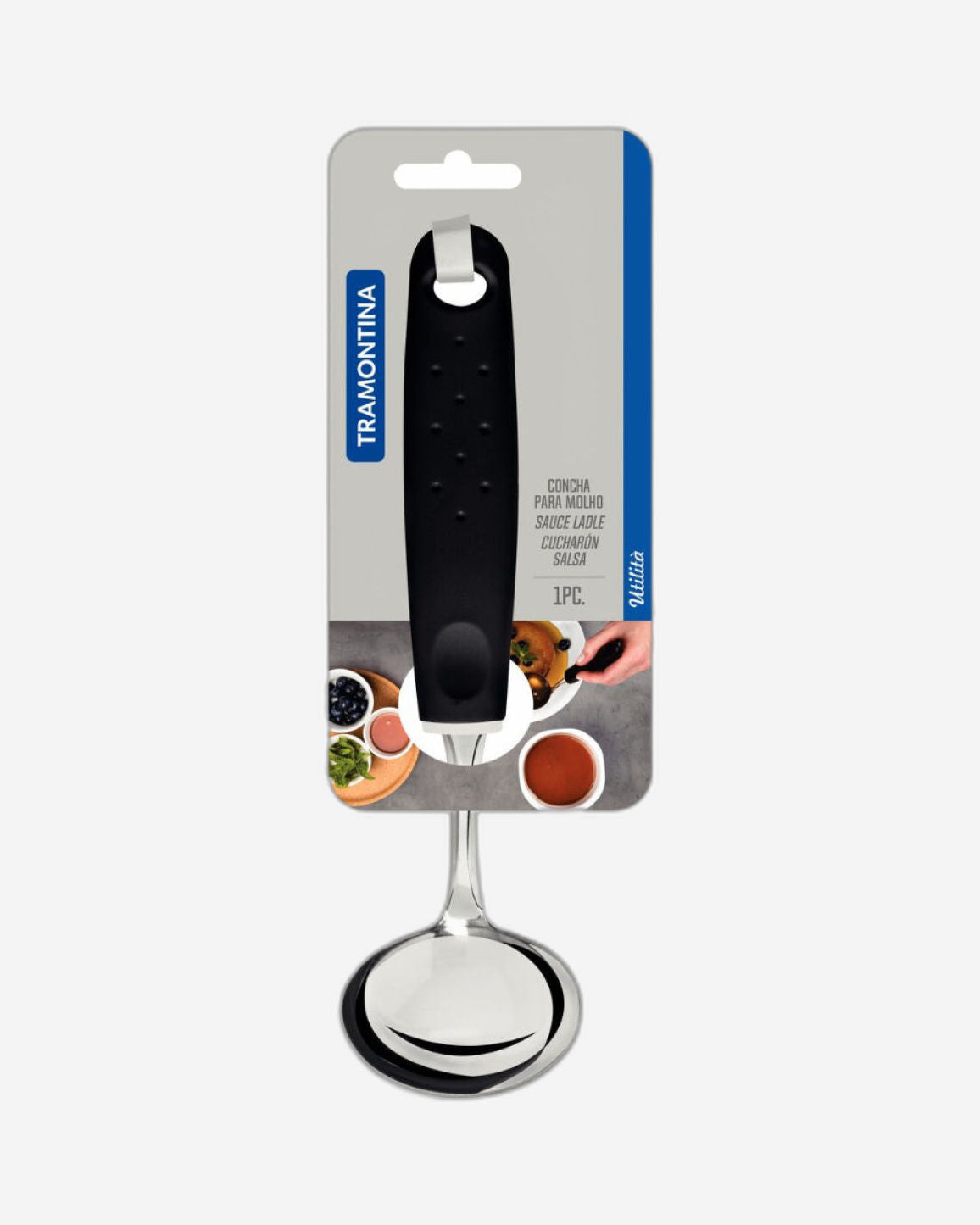 Tramontina Utilitá Stainless-Steel Sauce Ladle with Black Polypropylene Handle