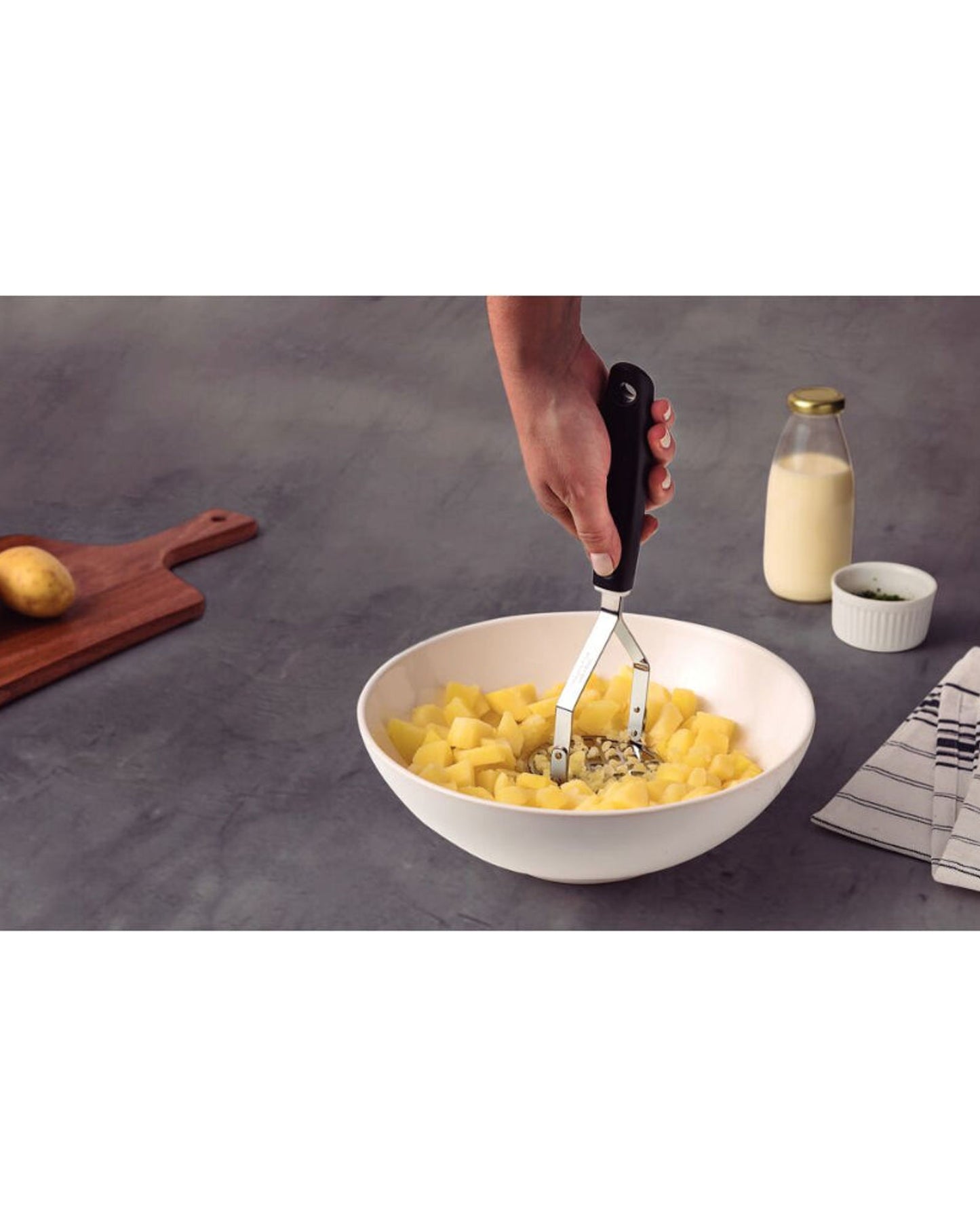 Tramontina Utilitá Stainless-Steel Potato Masher with Black Polypropylene Handle