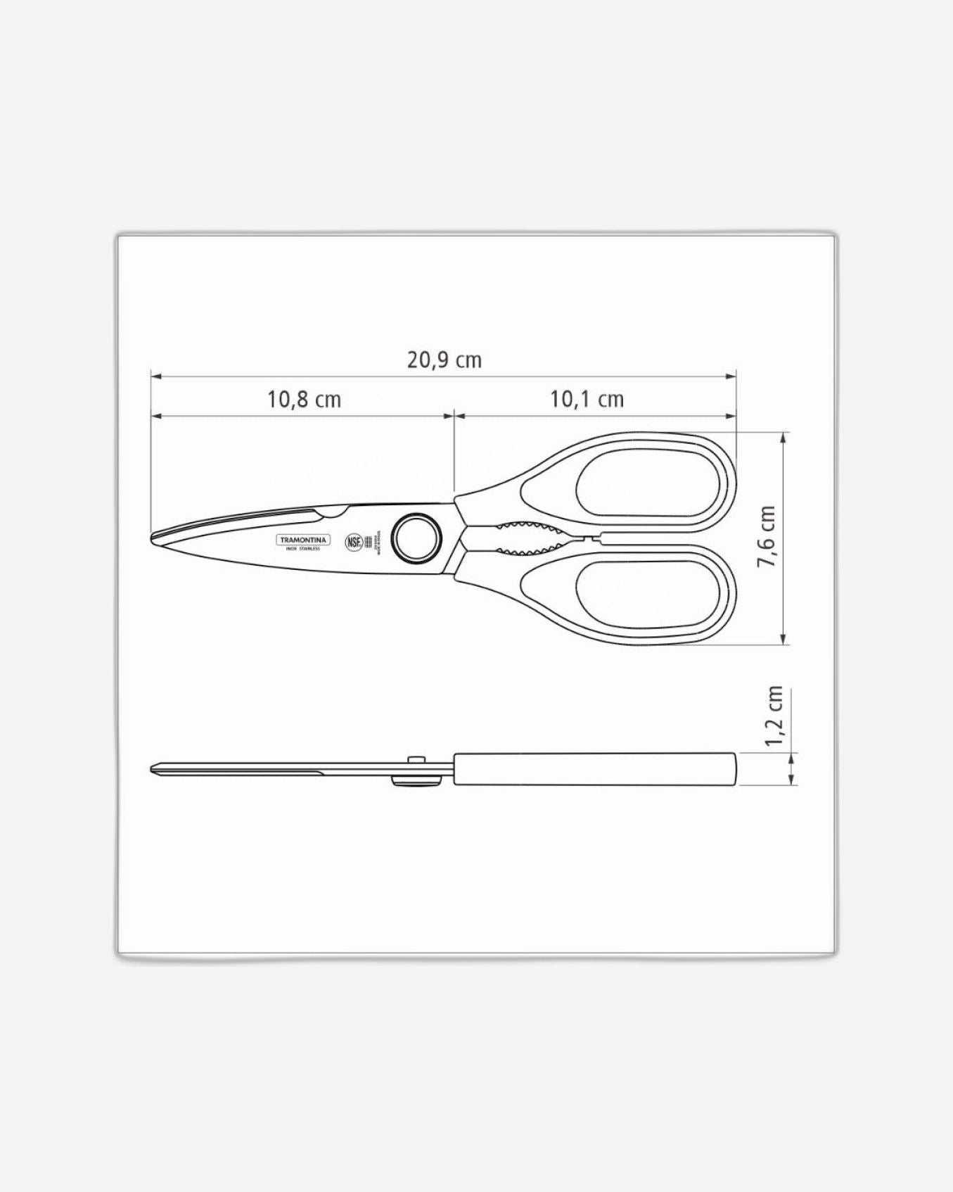 Tramontina Supercort 8" Multipurpose Scissors with Stainless-Steel Blade and Black Polypropylene Handle