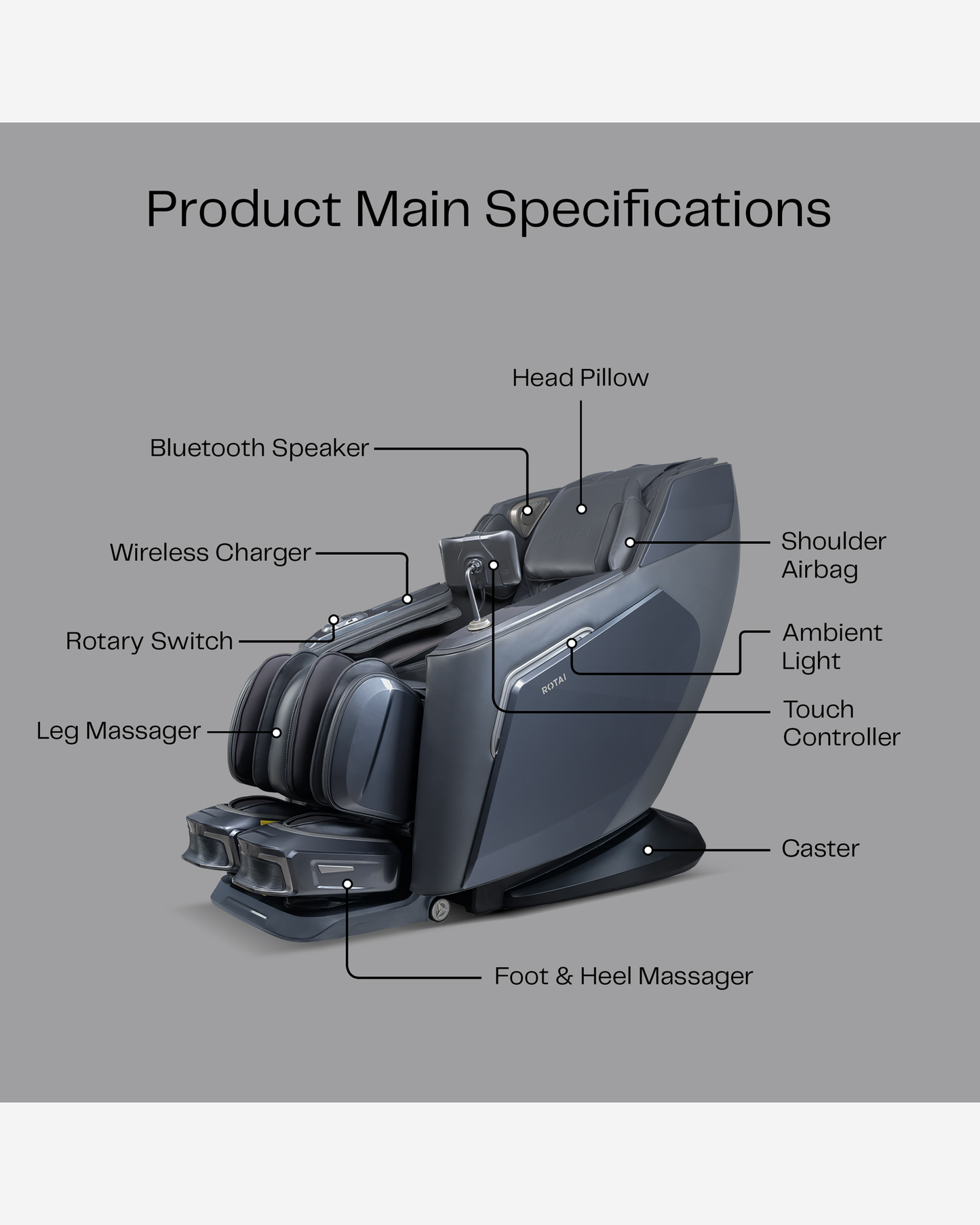 Rotai Vanquish Massage Chair Grey