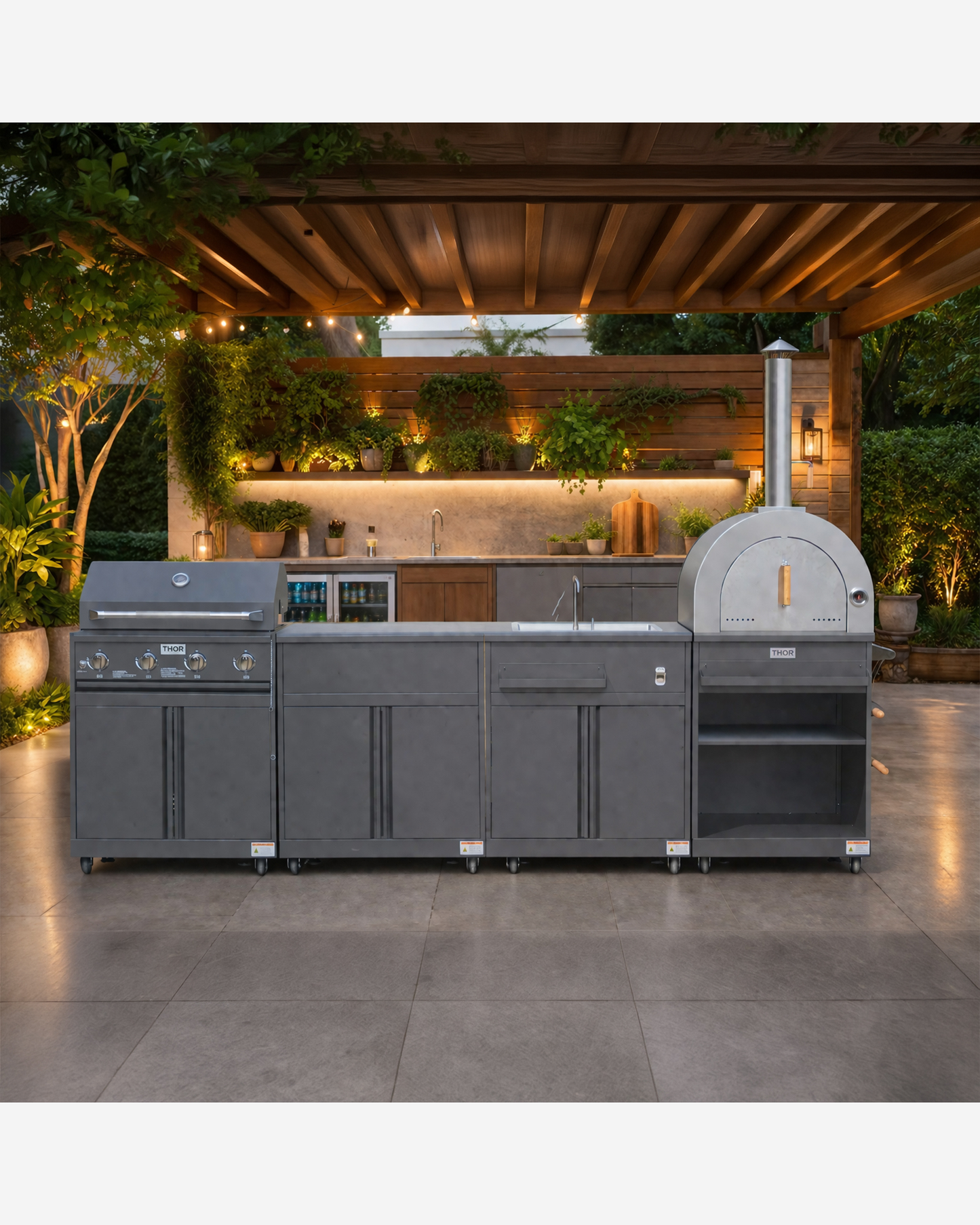 Thor Kitchen Modular Outdoor Kitchen Island 4Pc Grey