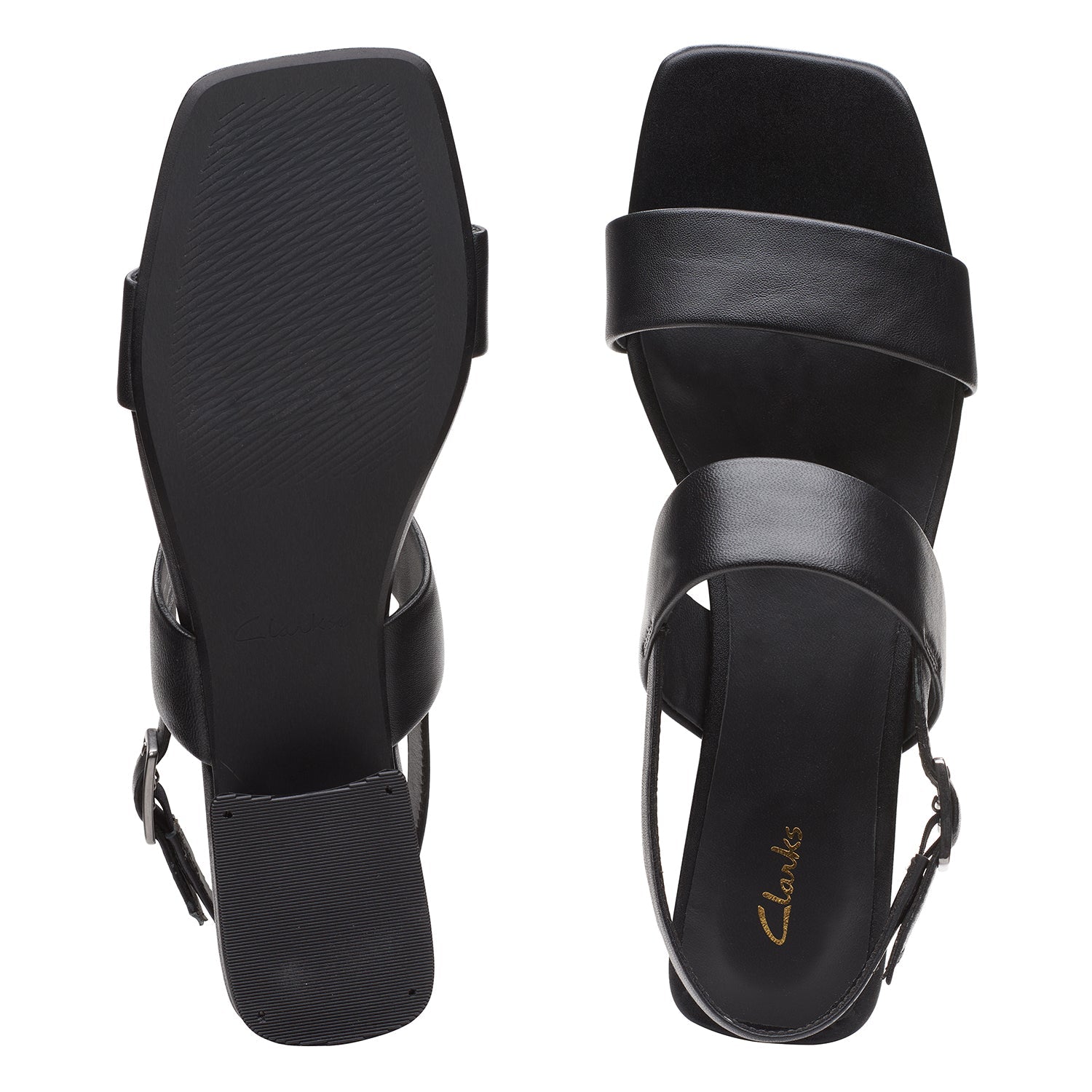 Clarks Seren25 Strap Sandals - Black Leather - 261648964 - D Width (Standard Fit)