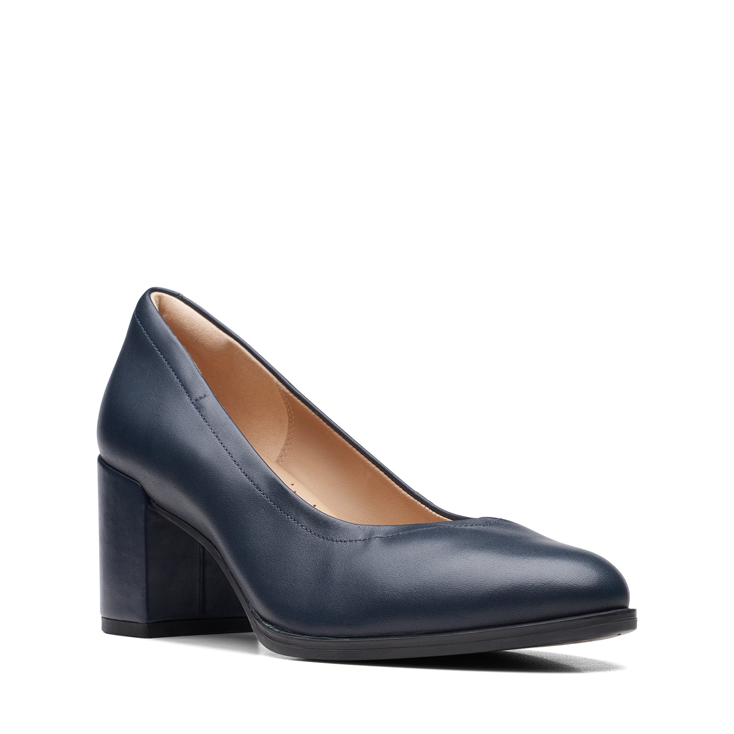 Clarks Freva55 Court Shoes - Navy Leather - 261718774 - D Width (Standard Fit)
