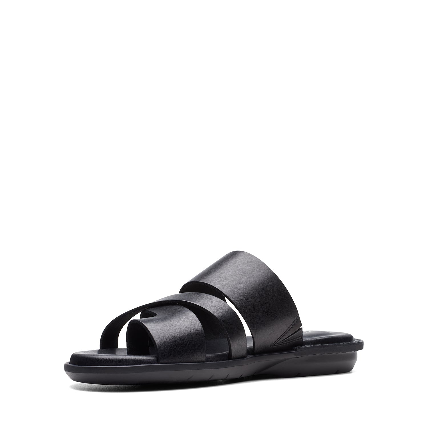 Clarks Penryn Loop Sandals - Black Leather - 261745877 - G Width (Standard Fit)
