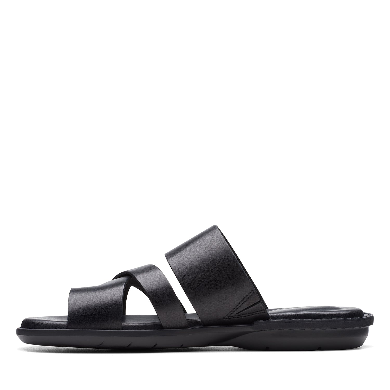 Clarks Penryn Loop Sandals - Black Leather - 261745877 - G Width (Standard Fit)