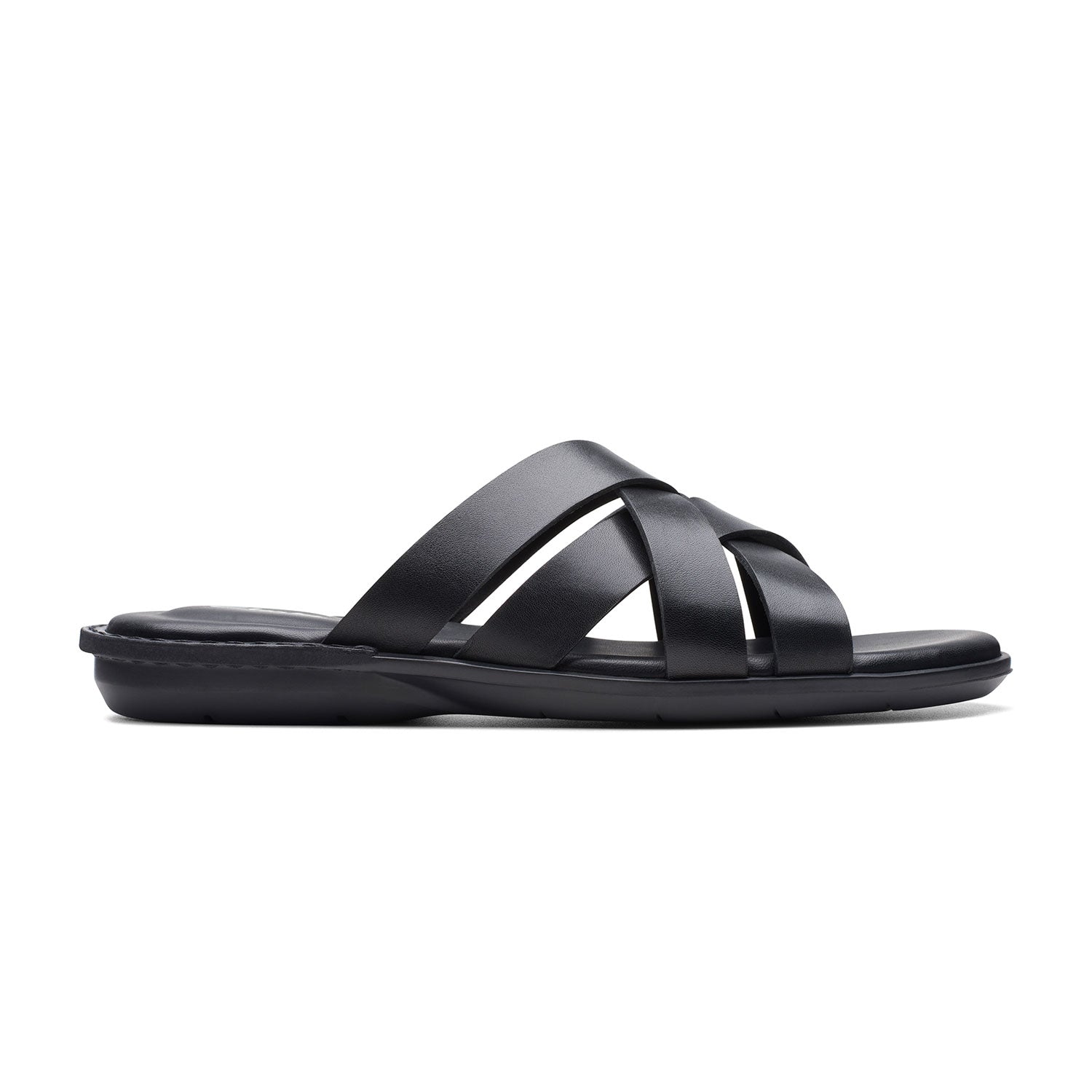 Clarks Penryn Weave Sandals - Black Leather - 261745917 - G Width (Standard Fit)