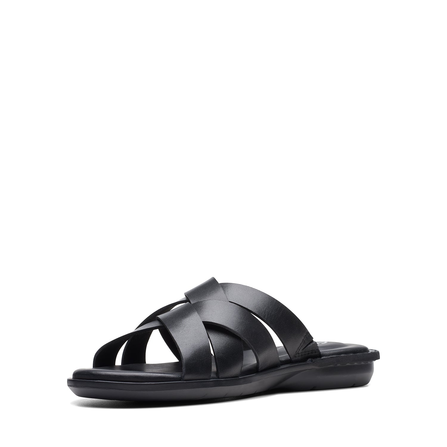 Clarks Penryn Weave Sandals - Black Leather - 261745917 - G Width (Standard Fit)