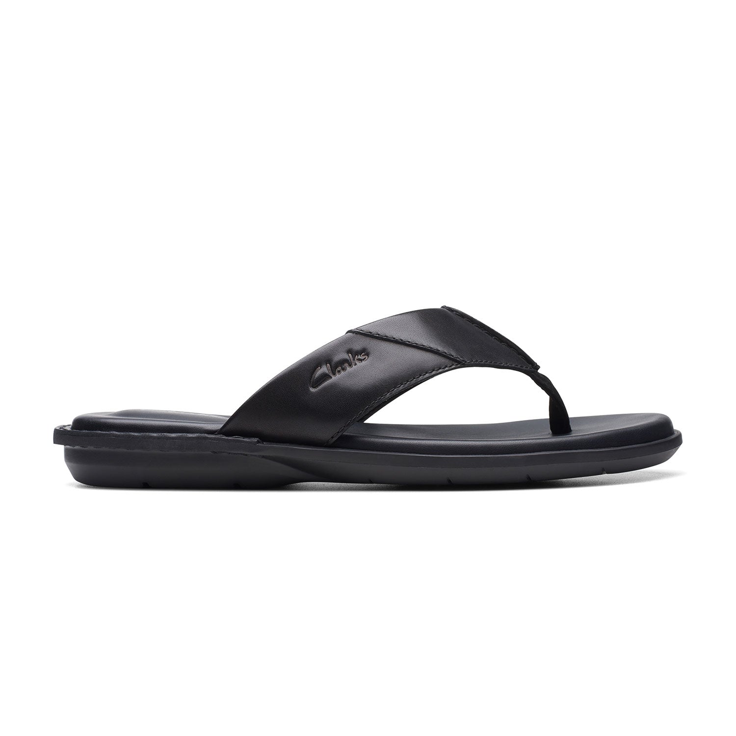 Clarks Penryn Post Sandals - Black Leather - 261745937 - G Width (Standard Fit)