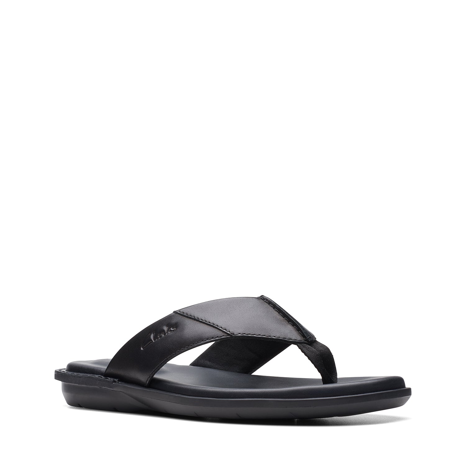 Clarks Penryn Post Sandals - Black Leather - 261745937 - G Width (Standard Fit)